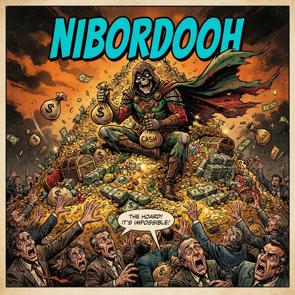 NIBORDOOH sitting on gold mountain